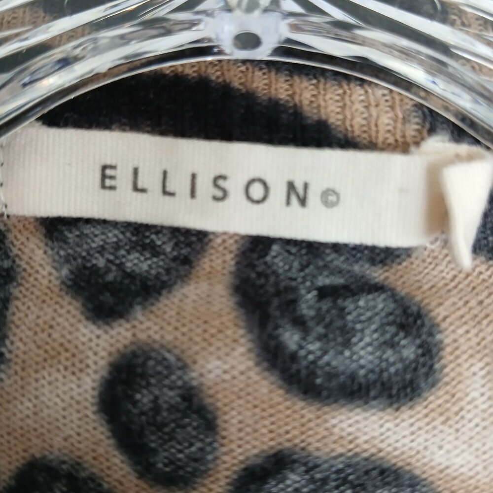 Leopard Print 100% Cotton V-Neck Abalone Button-Up Cardigan With Pockets Sz L - Picture 2 of 15